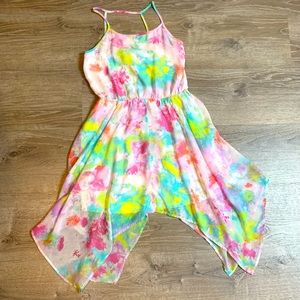 Vibrant Print Hanky Hem Dress